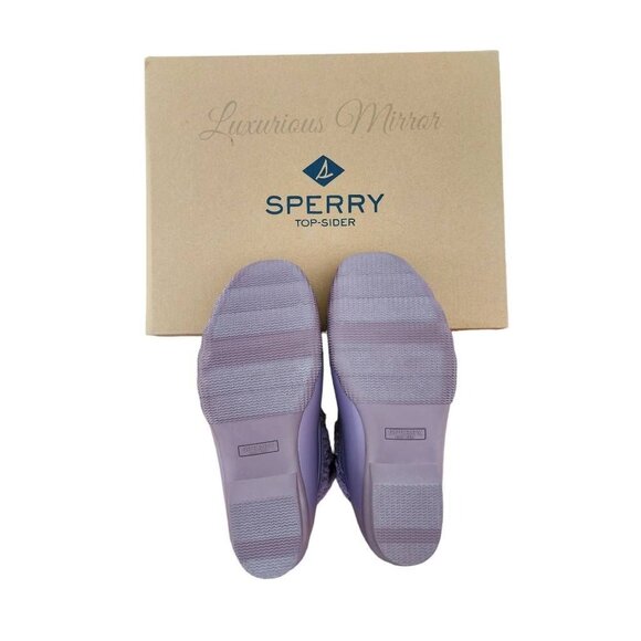 Sperry Womens Saltwater Duck Boots Purple Sherpa Ankle Flat Heel Cuban Zip 7 New - Picture 6 of 8